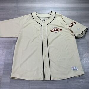 San Francisco Giants Jersey Mens 2XL Beige MLB Baseball True Fan Mesh Button